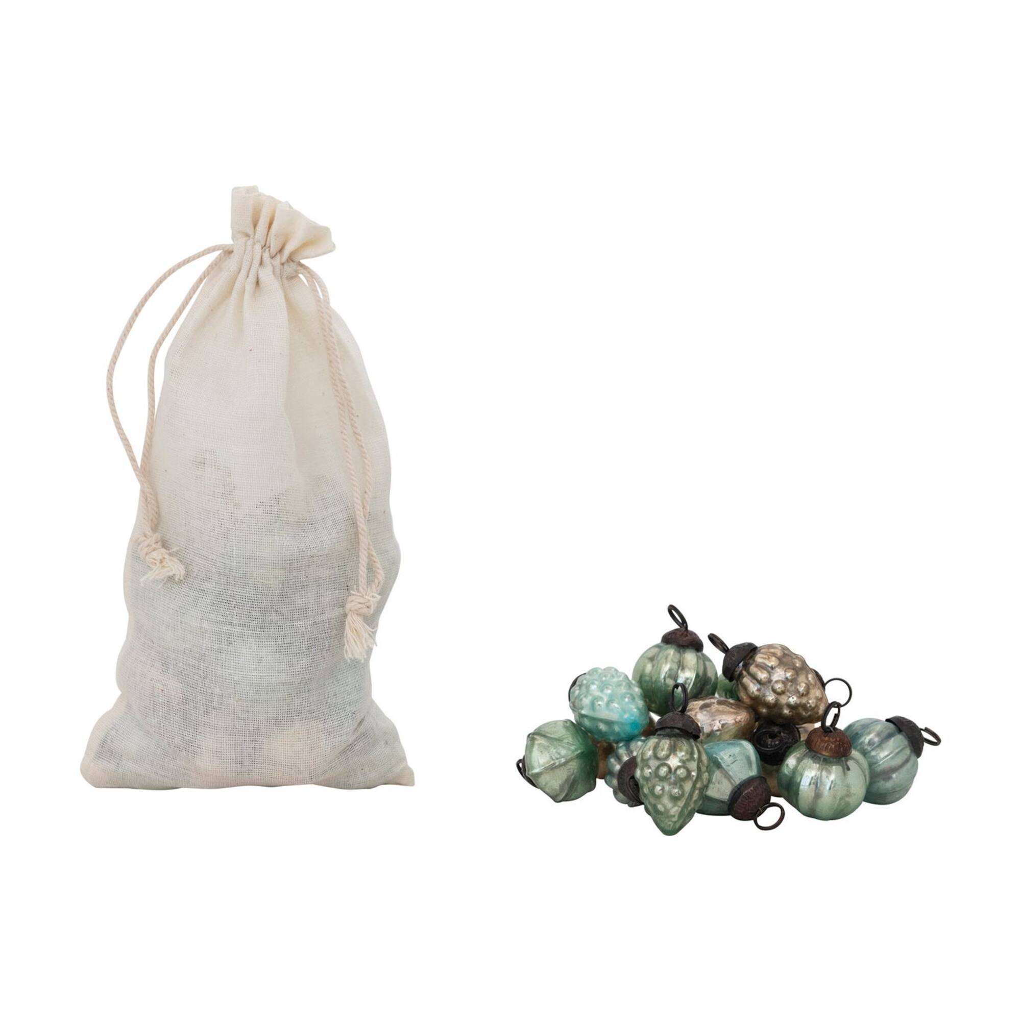 Hello Honey® 36 Pack 1" Gold, Green & Blue Embossed Mercury Glass Ornaments